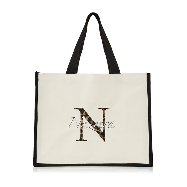 XLarge Personalized Waterproof Canvas Tote - Black Trim