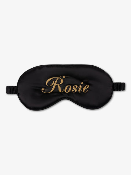 Personalized Silk Satin Eye Mask - Black