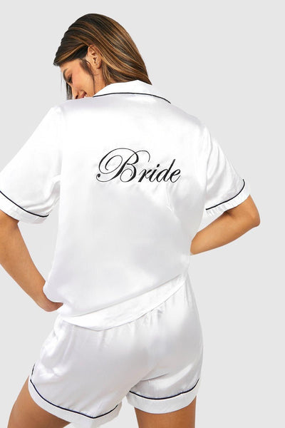 Personalized White Bridal Pj Set
