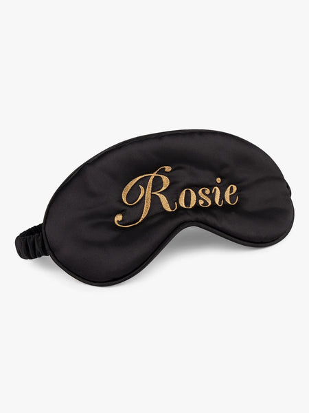 Personalized Silk Satin Eye Mask - Black
