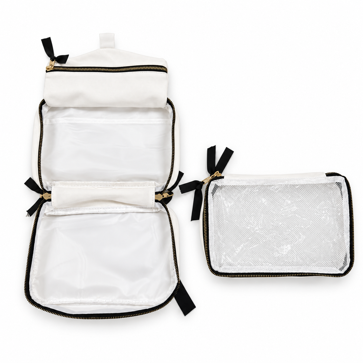 2 Piece Large Cotton Toiletry Bag - White