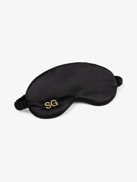 Personalized Silk Satin Eye Mask - Black