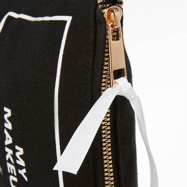Black Cotton Canvas Makeup Pouch