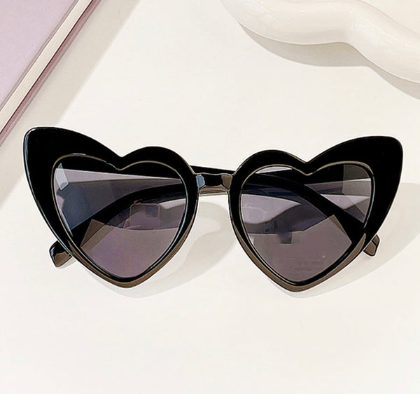 Custom Bridal Party Heart Shaped Sunglasses - Black