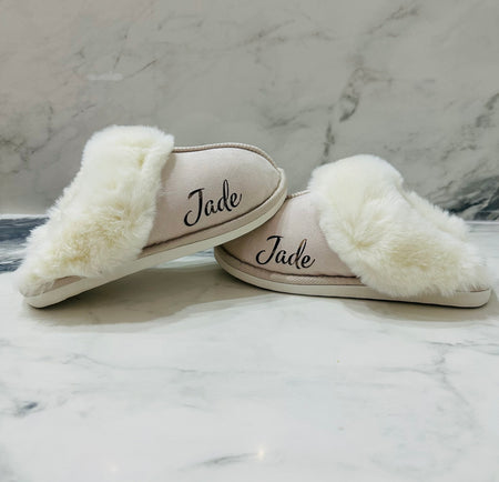 Taupe Personalized Slip-on Slippers