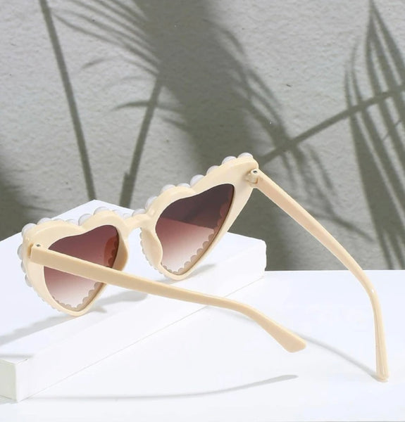 Pearl Encrusted Sunglasses - Champagne