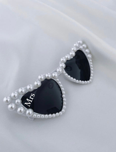 Pearl Encrusted Sunglasses - White