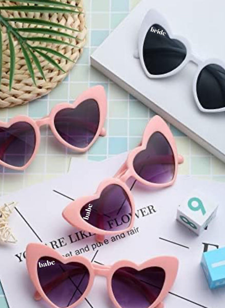 Custom Bridal Party Heart Shaped Sunglasses - Pink