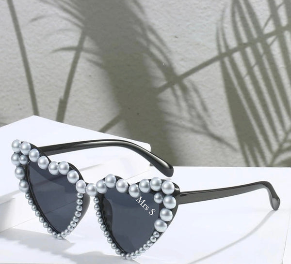 Pearl Encrusted Sunglasses - Black