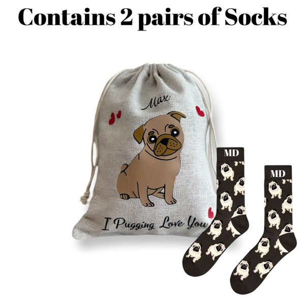 Men's Personalized Socks gift set - I Pugging Love you