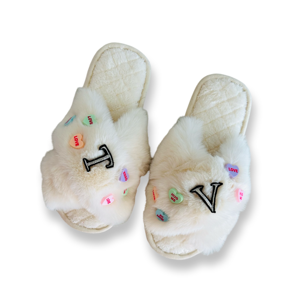 Valentines Day Slippers - White