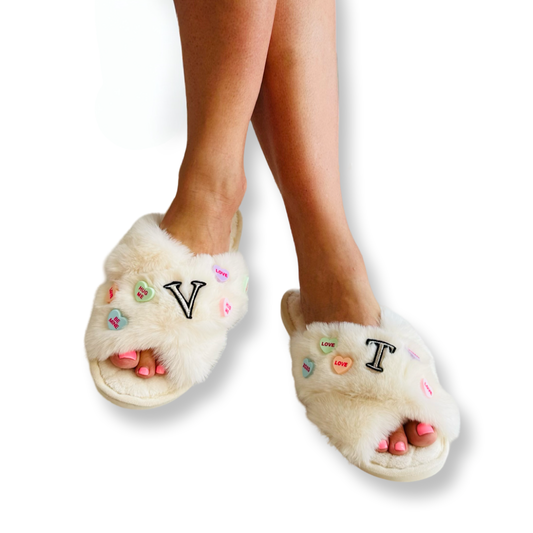 Valentines Day Slippers - White
