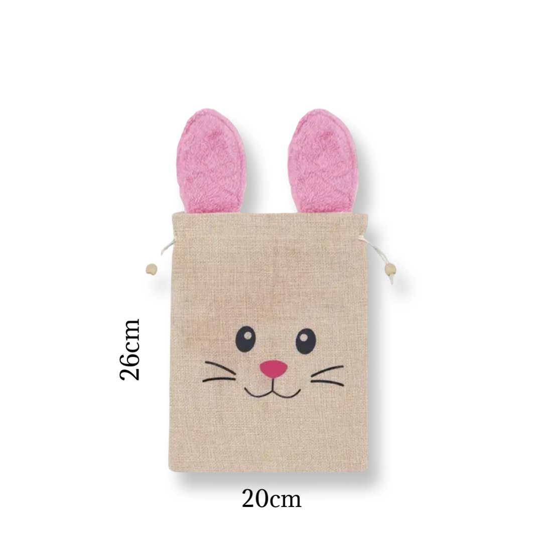 Large Personalized Bunny Burlap Bag - Pink