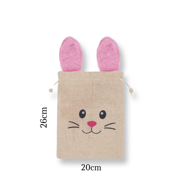 Large Personalized Bunny Burlap Bag - Pink
