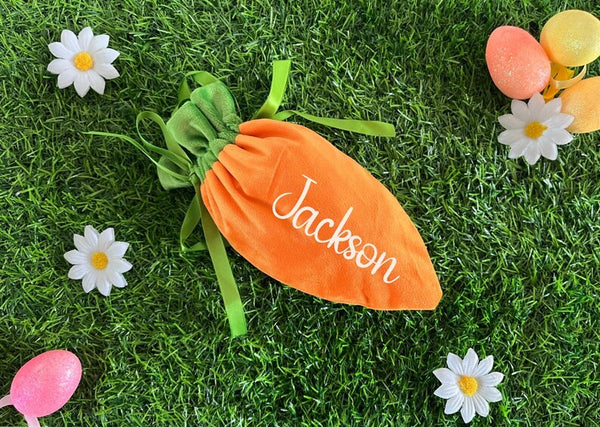 Personalized Velvet Easter Carrot Bag