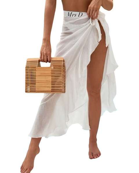 Personalized Frill Sarong- WHITE