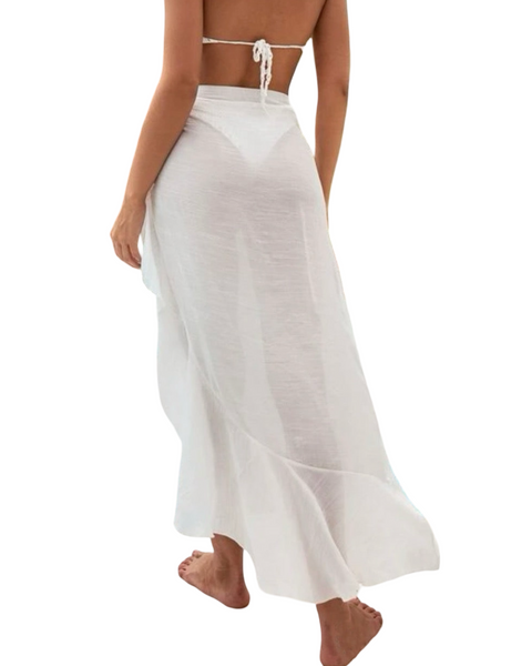 Personalized Frill Sarong- WHITE