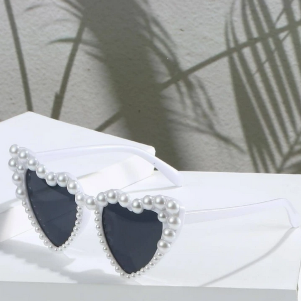 Pearl Encrusted Sunglasses - White