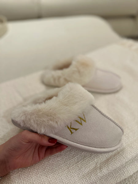 Taupe Personalized Slip-on Slippers