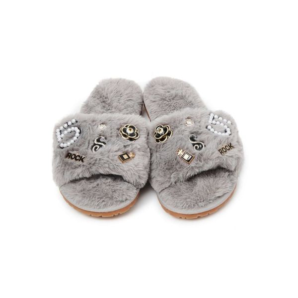 Personalized Embellished Slippers - Grey