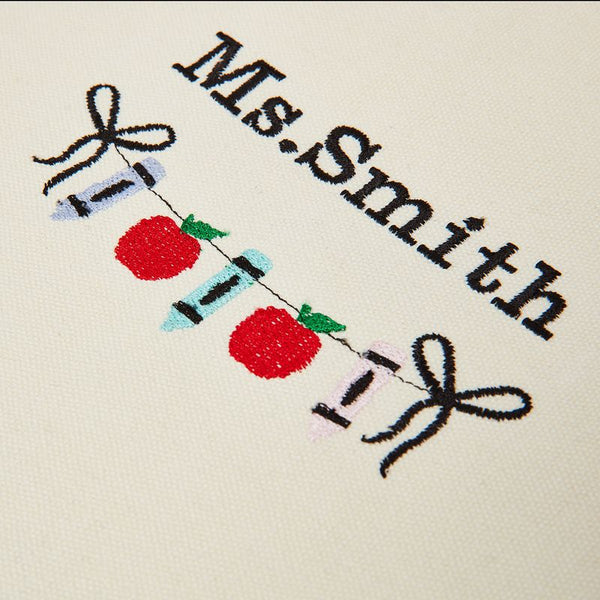 The Embroidered Teacher’s Tote - Black