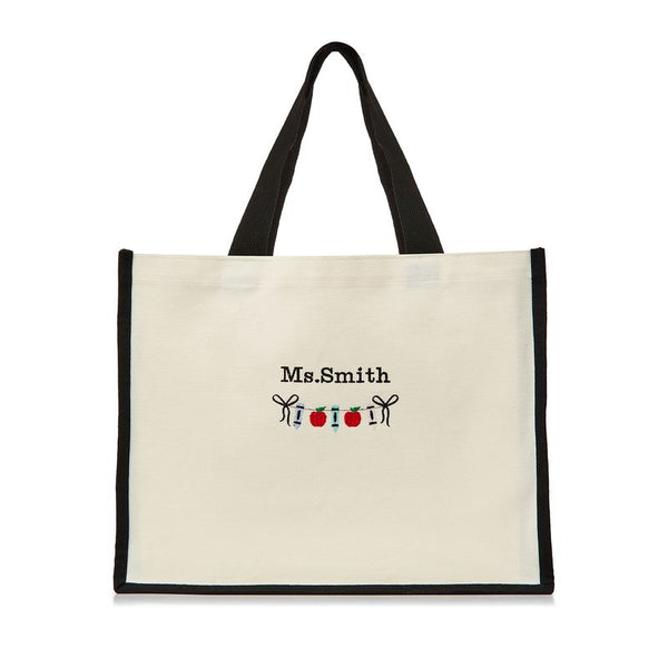 The Embroidered Teacher’s Tote - Black