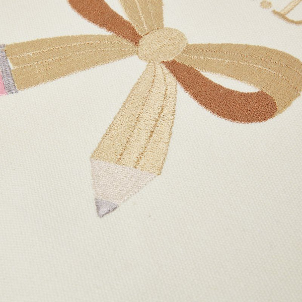 Embroidered Personalized Pencil Bow Tote