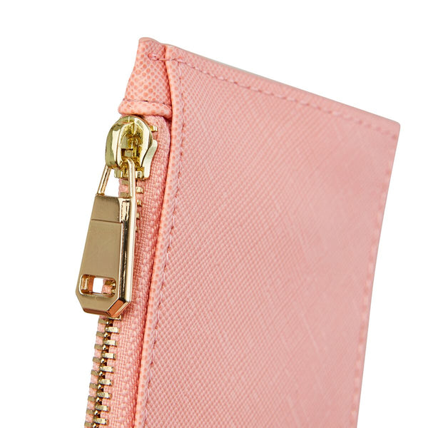 Coral Card Holder with zipper