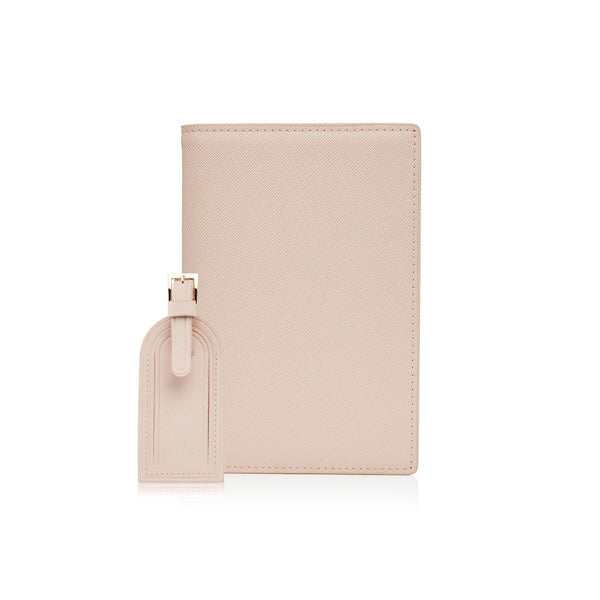 Nude Passport Holder and Luggage Tag Set