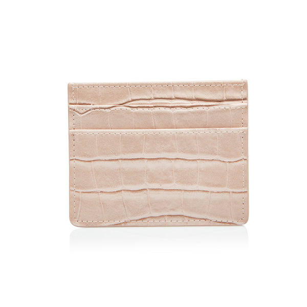 Nude Moc Croc Card Holder