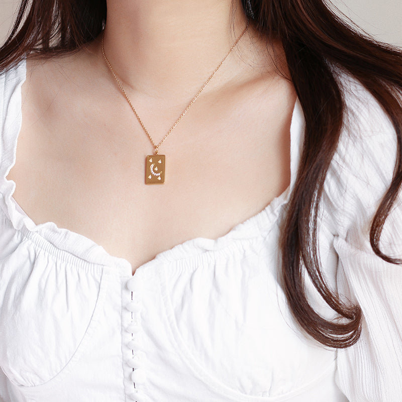Fly me to the moon double sided pendant Necklace