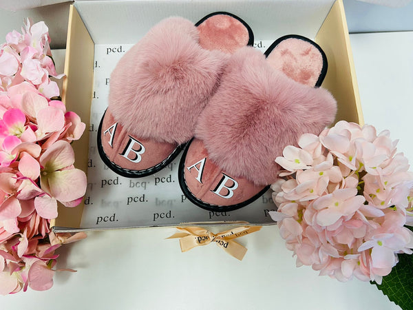 Pink Double Initial Slippers