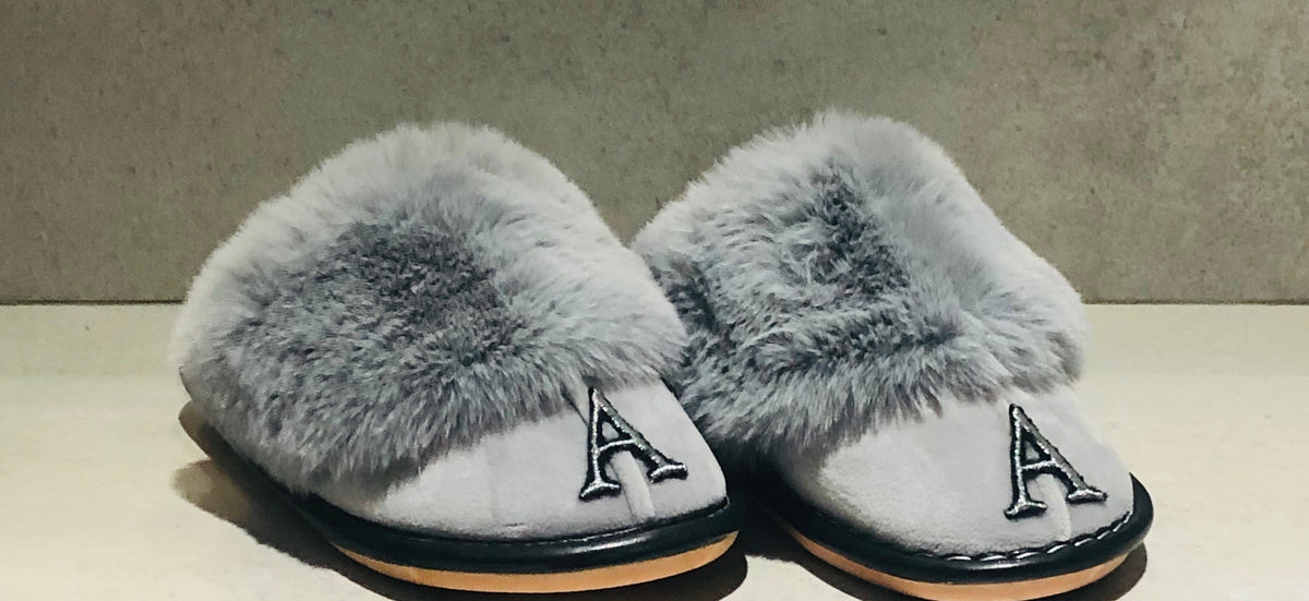 Limited Edition Grey Personalized Slip-on Slippers