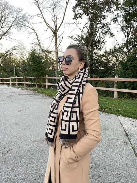 Winter Double Sided Cashmere blend Pashmina -Black