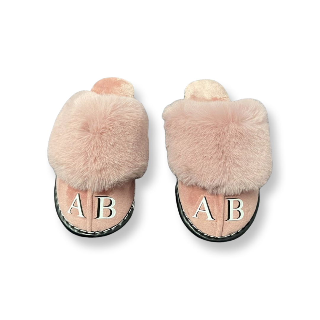 Pink Double Initial Slippers
