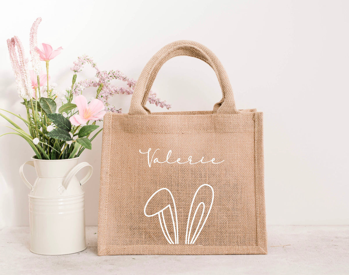 Personalized Easter Basket Jute Bag - BUNNY EARS