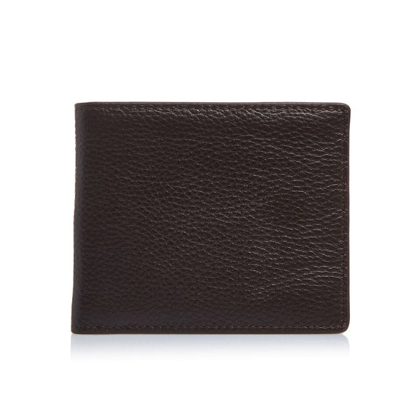Men's Pebbled Dark Brown Bifold Wallet