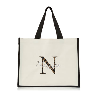 XLarge Personalized Waterproof Canvas Tote - Black Trim