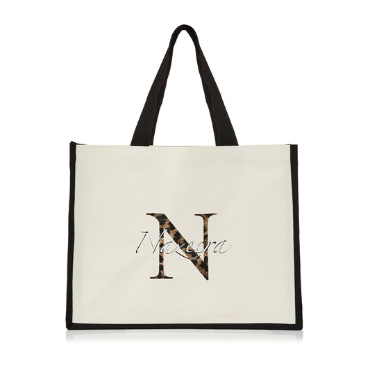 XLarge Personalized Waterproof Canvas Tote - Black Trim