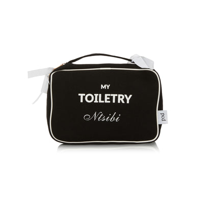 2 Piece Large Cotton Toiletry Bag - Black