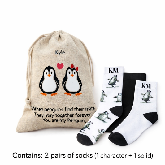 Men's Personalized Socks gift set -Penguin
