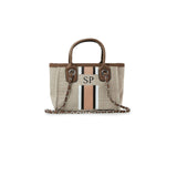 Mini pcd. Striped Canvas Tote Bag - Beige