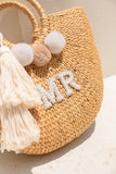 Pom Pom Raffia Bag