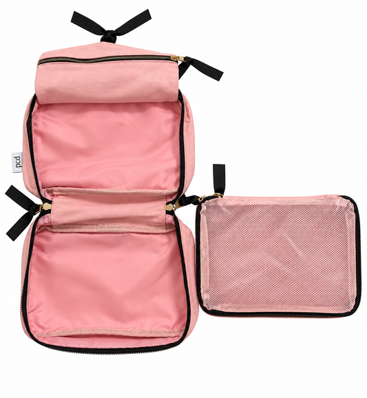 2 Piece Large Cotton Toiletry Bag - Blush Pink