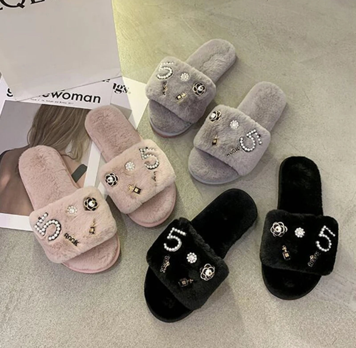 Personalized Embellished Slippers - Pink