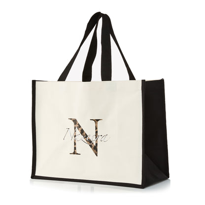 XLarge Personalized Waterproof Canvas Tote - Black Trim