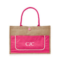 Load image into Gallery viewer, XLarge Personalized Burlap Tote with Side Pocket -Pink
