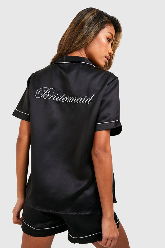 Personalized Ladies Black Bridesmaid Pj set