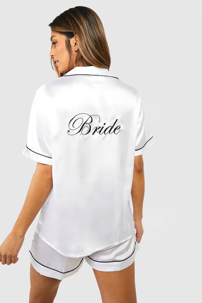 Personalized White Bridal Pj Set