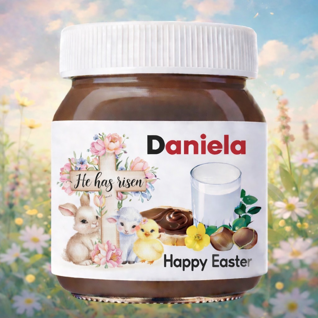 Personalized Nutella Jar - Happy Easter he has risen
